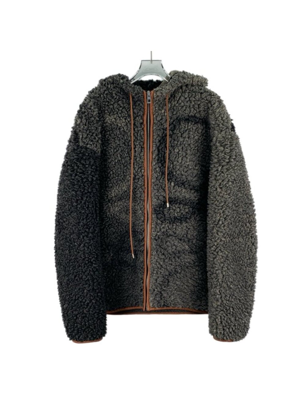 Loewe Black & Grey Logo Intarsia Hooded Zip Long-Sleeve Jacket (2024 Collection)